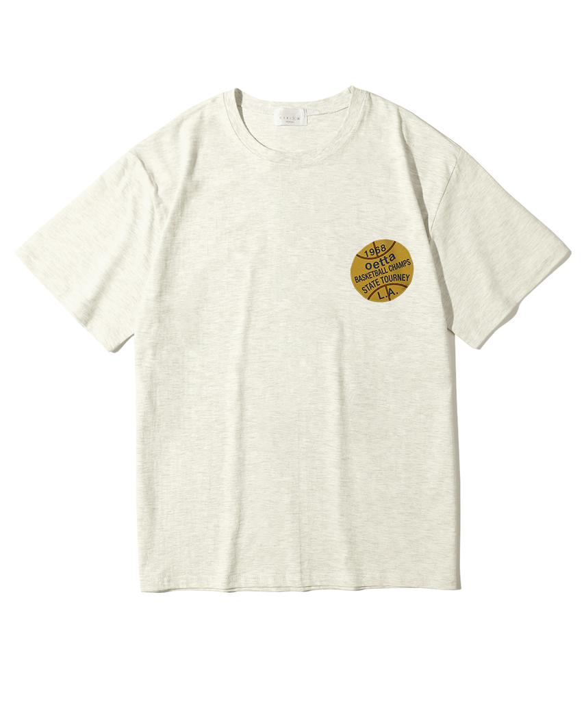 Oeta Basketball Logo Double Cotton Oversized Short Sleeve T-Shirt Ots26007(10 Colors) (Type A)
