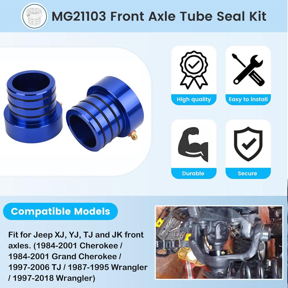 Pair MG21103 Dana 30/44 Front Axle Tube Seal Kit for Jeep JK TJ XJ ZJ MJ Blue