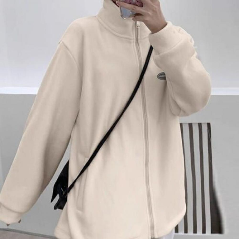 Navava Simple Daily Velvet Long Sleeve Zip Outer Nc258