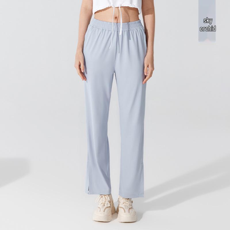 

Женские охлаждающие брюки для йоги с широкими штанинами - Летняя защита от солнца, Высокая посадка, Повседневная кулиска, Прилегающий силуэт Medium