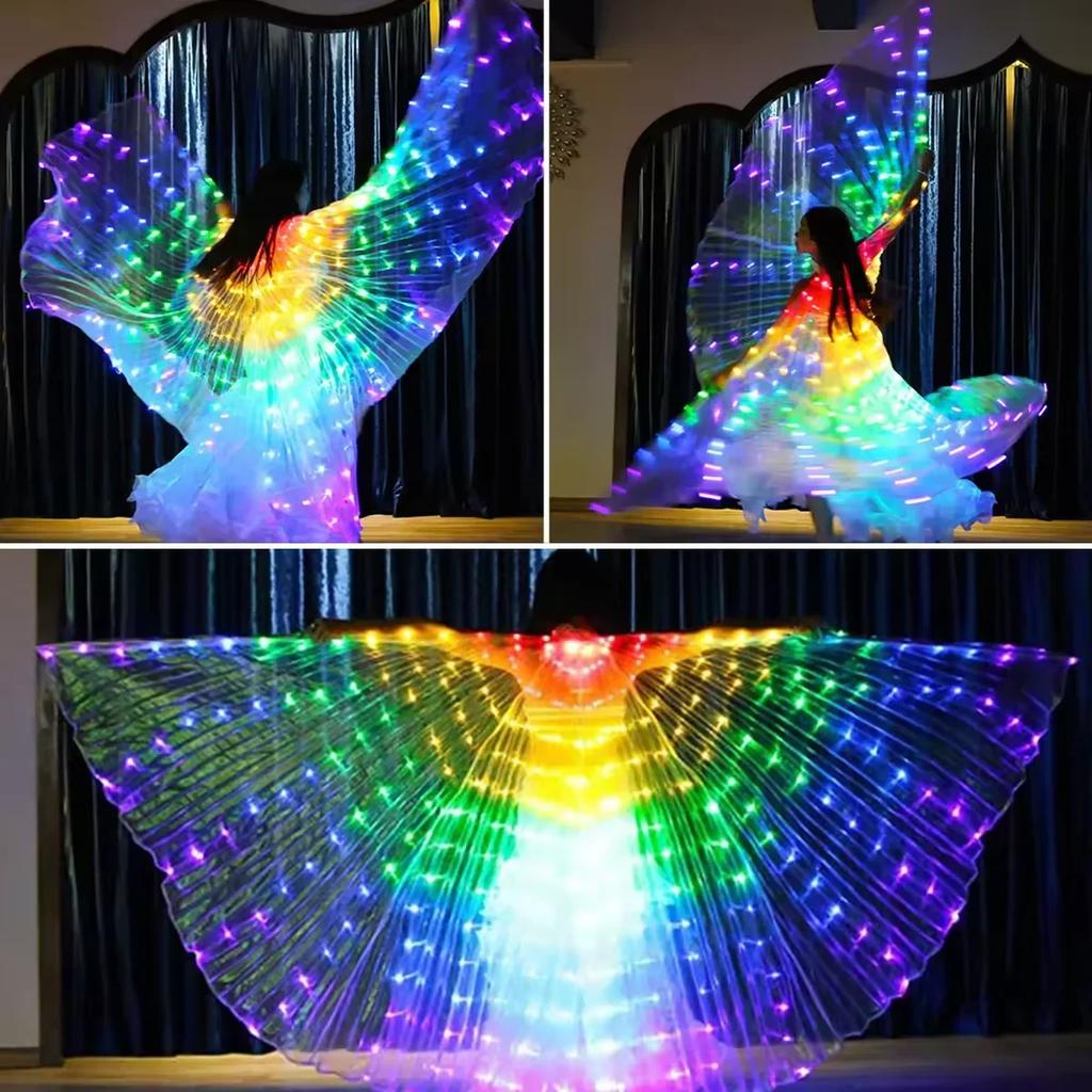 Adult Child LED Wings Belly Dance Wings Isis Halloween Wing Prop Shining Lamp Wing Belly Dance Costumes Accessories Glow Angel