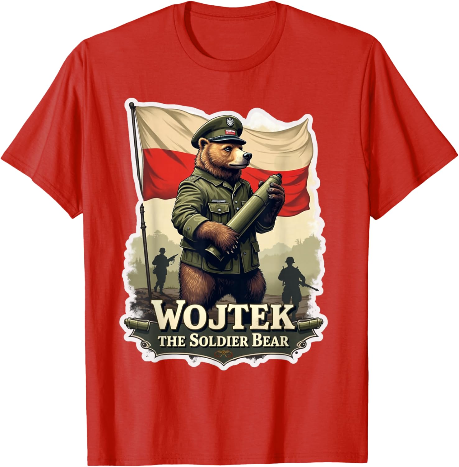 Wojtek The Polish Soldier Bear TShirt Short Sleeve Casual 100 Cotton Shirt S