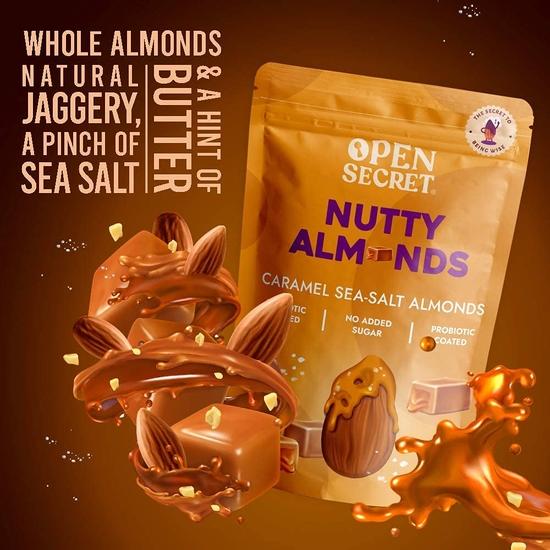 Open Secret Almonds Combo-Caramel Sea Salt & Orange Cocoa |Pack of 2(135g each) |Gift hamper for Eid/Ramadan/Ramzan