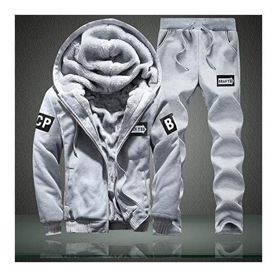 [ANGELCITY] Jersey Men's Top and Bottom Set Room Wear Sweatshirts Long Sleeve Parka Setup Winter Hooded Cold Protection Windproof Fleece Lined