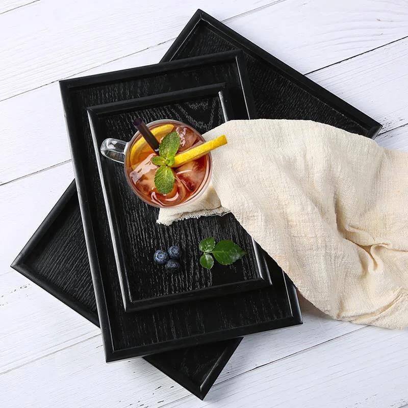 

Японский деревянный поднос, черный, из цельного дерева, для хранения торта, десерта, подноса для ресторана, кухонной посуды, аксессуаров