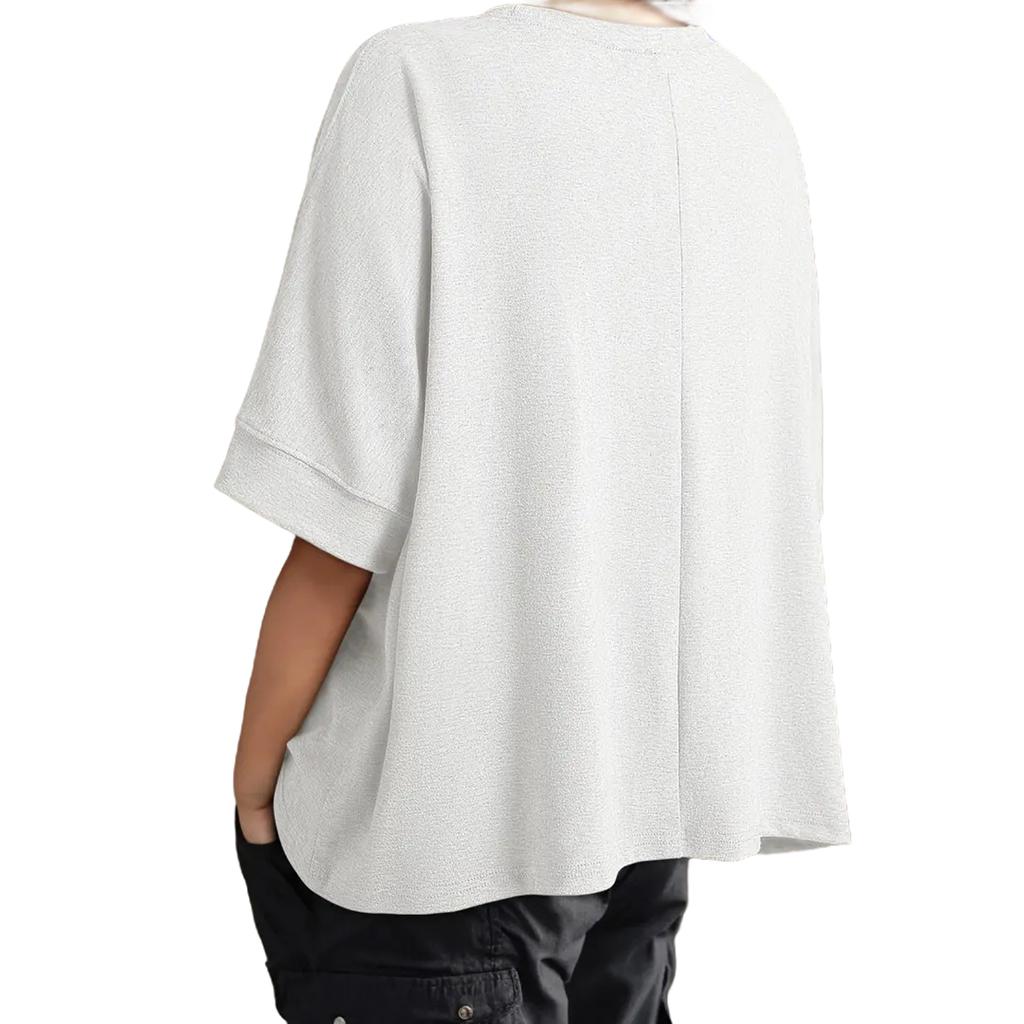 Ladies' Basic Fashion Color Short Sleeve Round Neck T-Shirt Casual Pullover Top for Everyday Wear and Daily Use