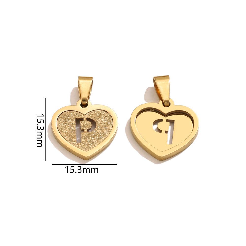 5Pcs/Bag Stainless Steel Gold-plated Heart Letter Pendant DIY Accessory Fashionable Versatile Letter Necklace Pendant