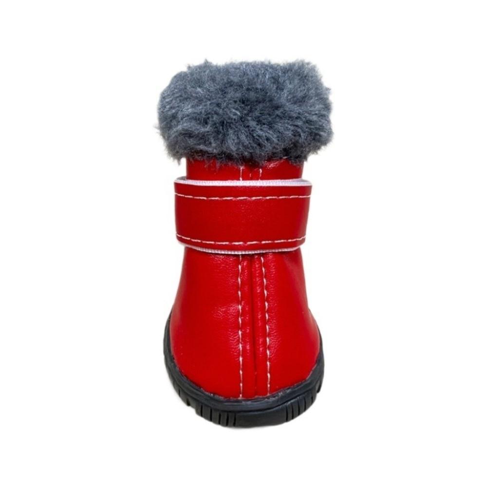 4 STÜCKE Winter Haustier Hundeschuhe Rutschfest Frostschutz Hund Schnee Stiefel PU Leder Abriebfest Wasserdicht Hundestiefel Outdoor-Nutzung