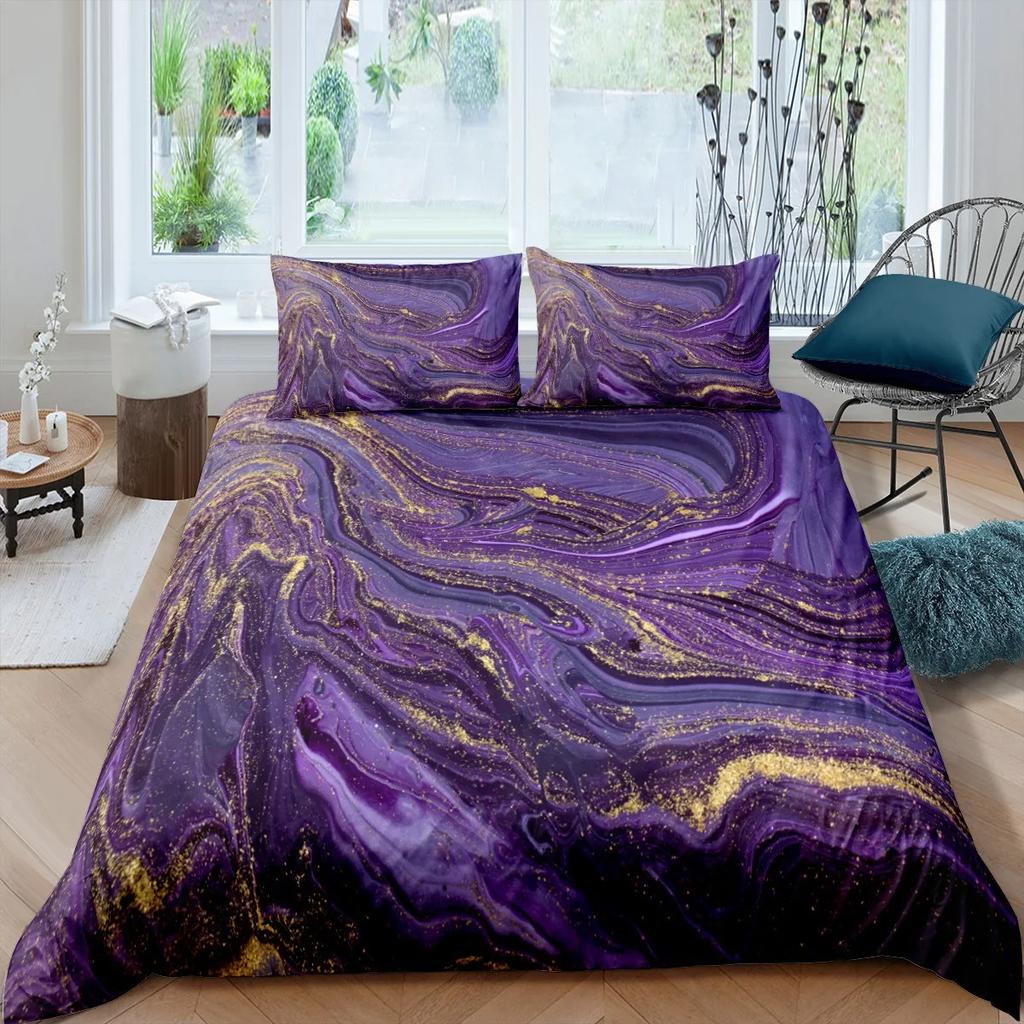 Chic Marble Duvet Cover Microfiber Mint Gold Glitter Turquoise Bedding Set Abstract Aqua Blue Quilt Cover