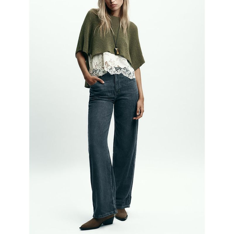 Za2025 Autumn New Women clothes Versatile Short sleeve Patchwork off-Neck Short sleeve Knitwear 2756134 505