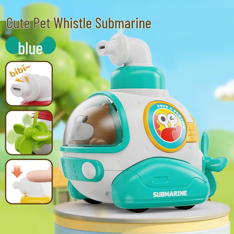 Children's Cartoon Submarine Press-and-Go Car with Whistle - Boys' Toy and Kindergarten Gift