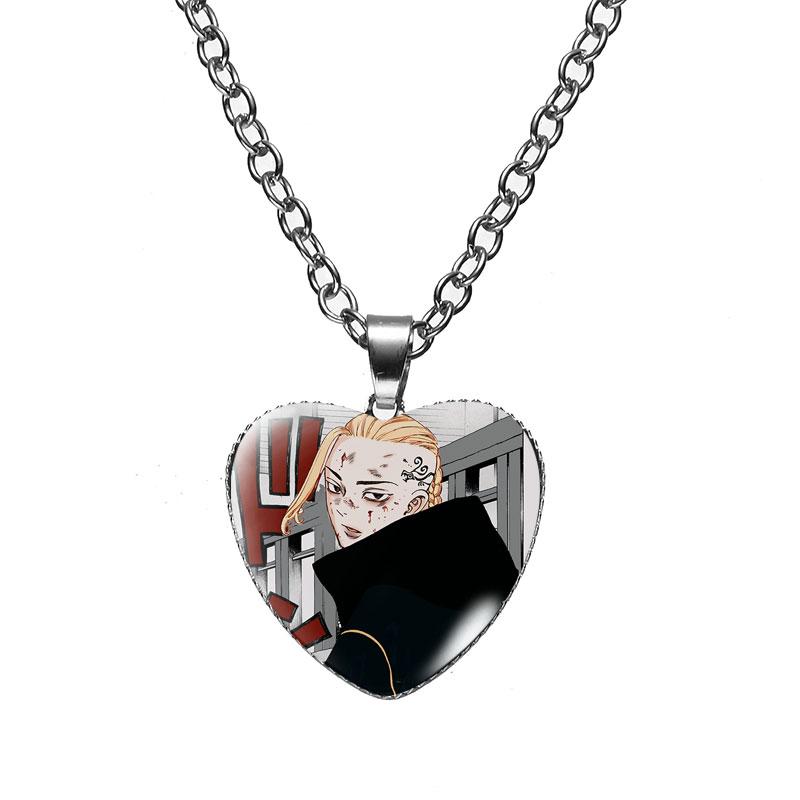Srdcový náhrdelník Tokyo Avengers Tokyo Avengers Hanagaki Budo Postavička Cosplay Sklenený okrúhly prívesok Pánske anime šperky
