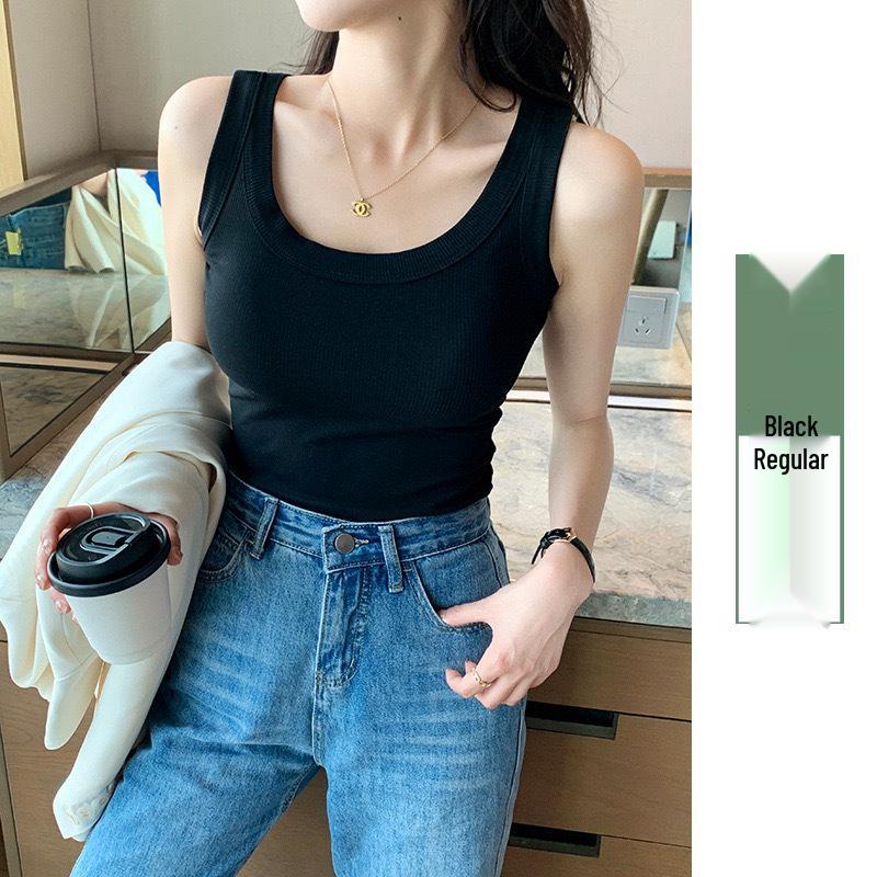 

Женский облегающий рубчатый топ-майка - Без рукавов, со скрытием подмышек, универсальная одежда для ношения как внутри, так и снаружи летом. M