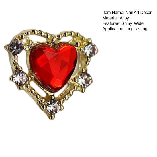 10Pcs Manicure Decor Sparkling Stunning Visual Effect Three-dimensional DIY Nail Heart Colorful Fake Diamond Nail Alloy Ornament Nail Supplies