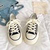 Tvåbenta platåkanvasskor chic sommar tunna plattformsskor lätta lata halvtofflor