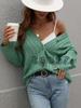Autumn and winter new European and American button women's clothing loose solid color twisted rope knitted cardigan women's sweater women's