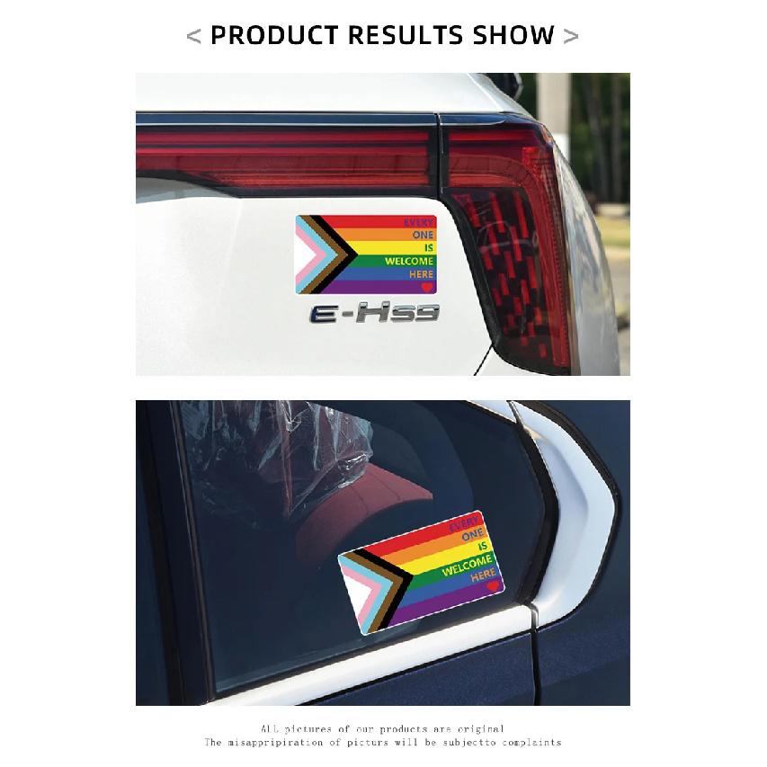 Reflective car stickers Everyone is Welcome Here - Waterproof Vinyl Sticker LGBTQ Progress Pride Flag Decorative accessories