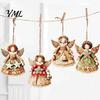 Interior Door Frame Decorations 6Pcs Vintage Angel Wooden Ornaments, Christmas Hanging Decor Set Home Wall Accents with Jute String, Rustic