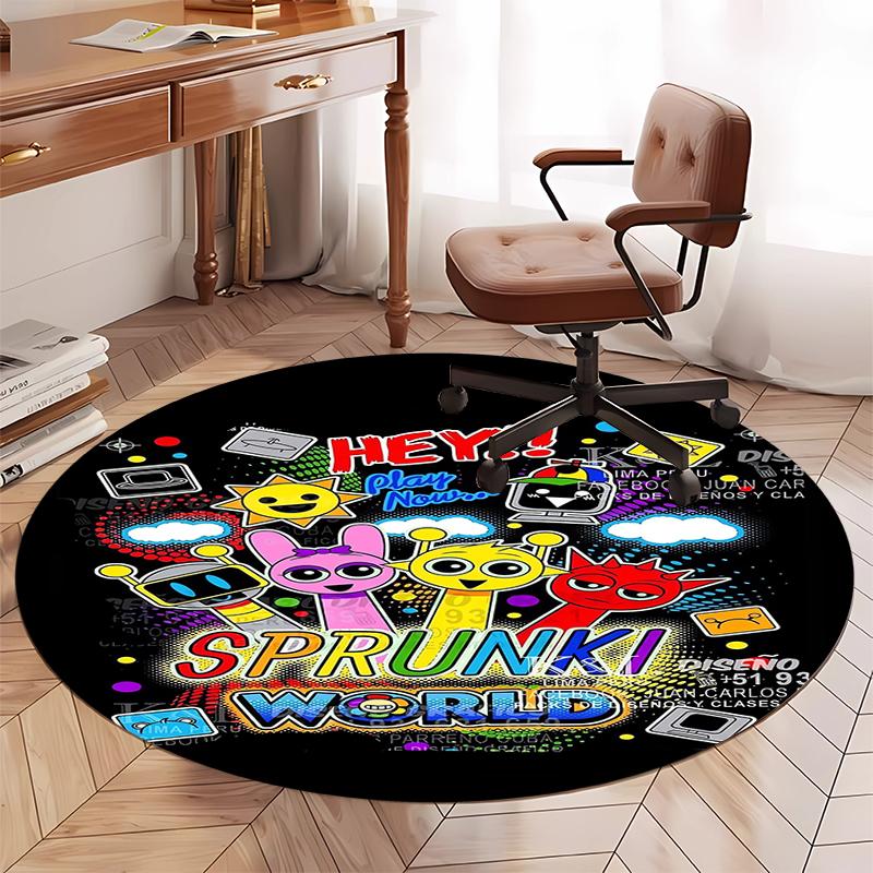 Sprunki Printed Round Rug Carpet Chair Rug Area Rug Entryway Doormats,for Office Chair Living Room Bedroom Kitchen Room.