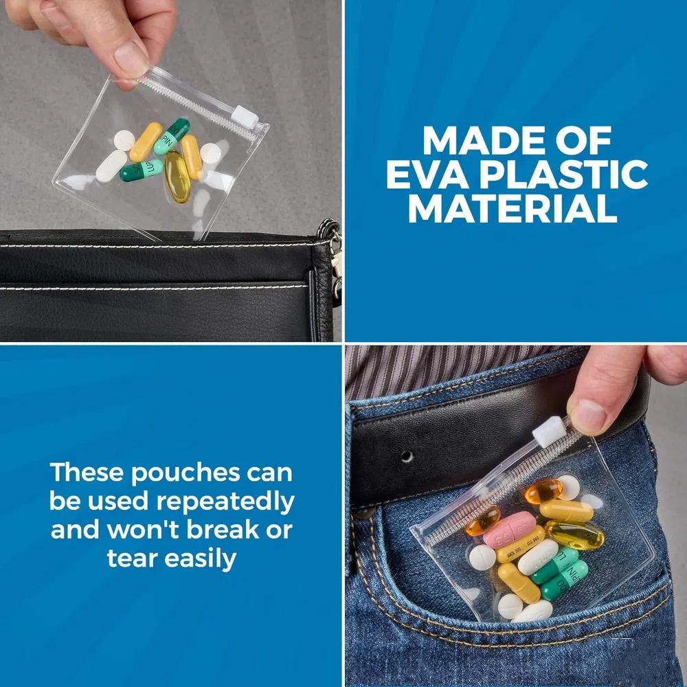 20pcs/set New Reusable Storage Bag with Zipper Plastic Medicine Bags Self-Sealing Portable Self-sealing Bag Storage Containers