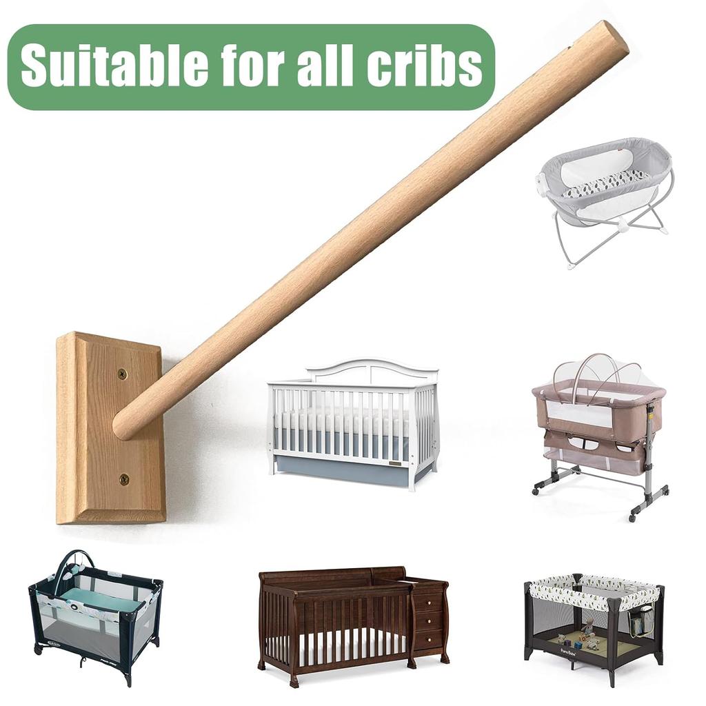 Crib Mobile Wooden Arm, Wall Mounted Suitable for All Cribs 100% Natural Larch Hanger Nusery Decor Baby Room Safe Holder(Mobile is not Included