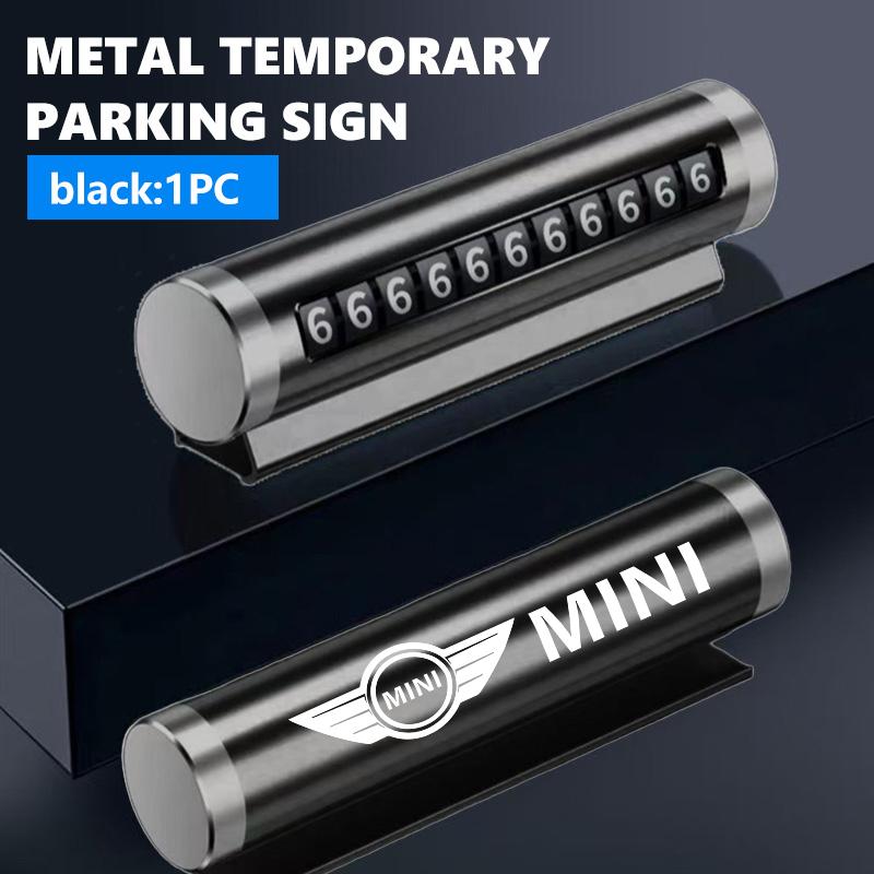 

Metal Car Temporary Parking Card Rotate Phone Number Plate Auto Accessories For MINI Countryman Clubman Cooper One JCW R56 R50