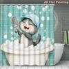 Cute Cartoon Puppy Singing in Bubble Bath Shower Curtain Bathroom Decor Novelty Gift for Kids