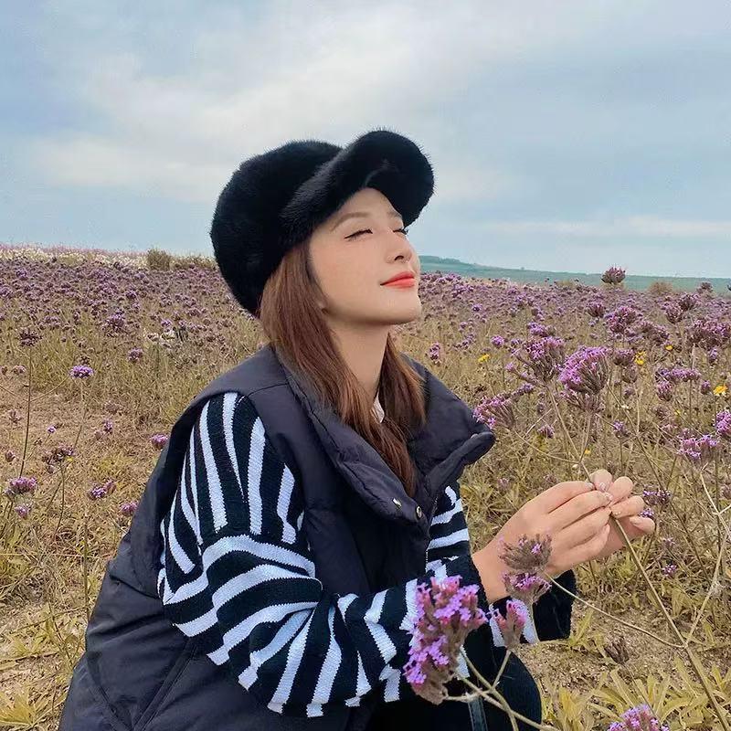 Women's Hat Solid Color Fluffy Faux Fur Baseball Hat Outdoor Women's Luxury Thick Thickened Cap Men Winter Warm Snapback Hats