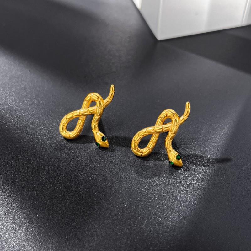 Creative Earrings Men's Stainless Steel Personality Hip-hop Punk Style Snake Shaped Titanium Wholesale