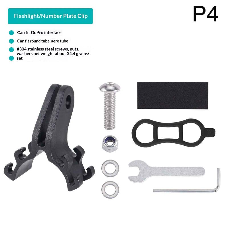 Bike Light Torch Holder Flashlight Bracket Bike License Plate Bracket Bike Parts Adjusteable For Road Bike Racing Bike Mount