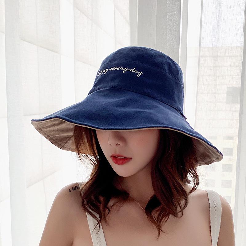 cotton bucket hat ladies summer sun protection panama hat double-sided sun hat fedora Caps outdoor fisherman hat beach hats