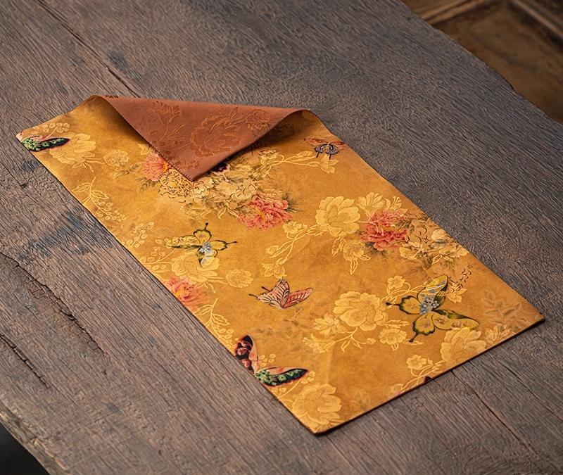 National Style Retro Tea Party, Fragrant Cloud Yarn Double-sided Dry Bubble Table Flag Tablecloth Chinese Zen Tea Mat Teapot Mat