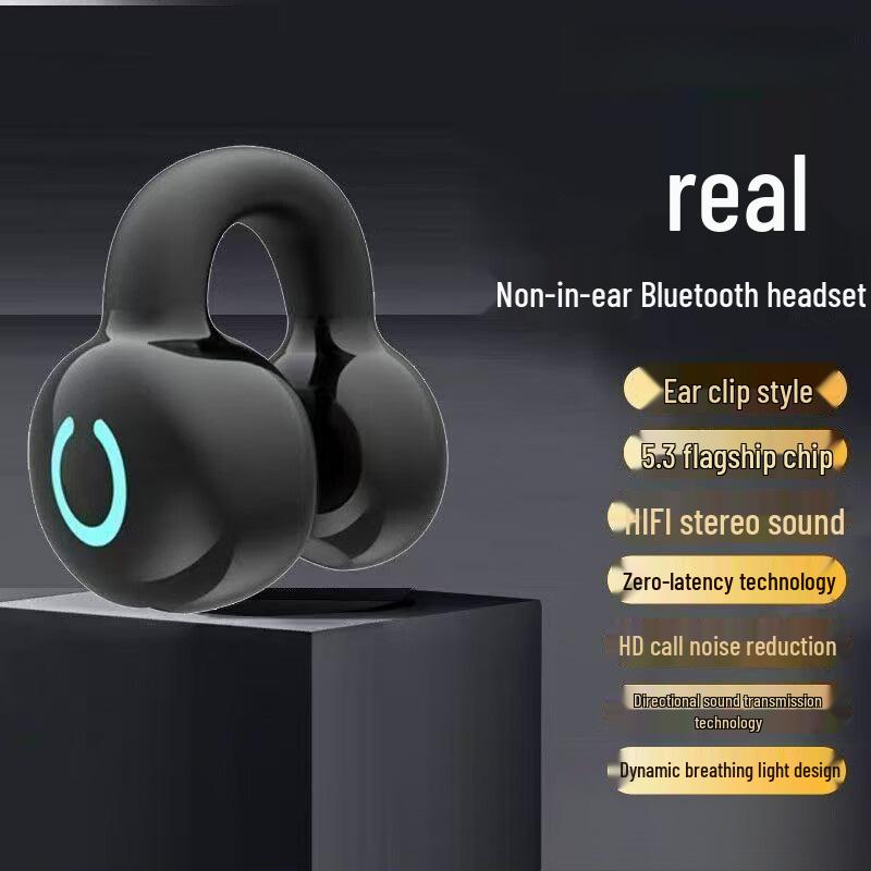 

054 Clip-On Bone Conduction Wireless Bluetooth Earbuds - Open-Ear, Long Battery Life for Sports & Running