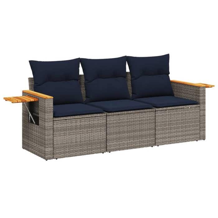 VidaXL Garden Lounge Set with Cushions 3 Pcs, Patio Sofas, Furniture Set, Outdoor Terrace Furniture, Grey 3226600