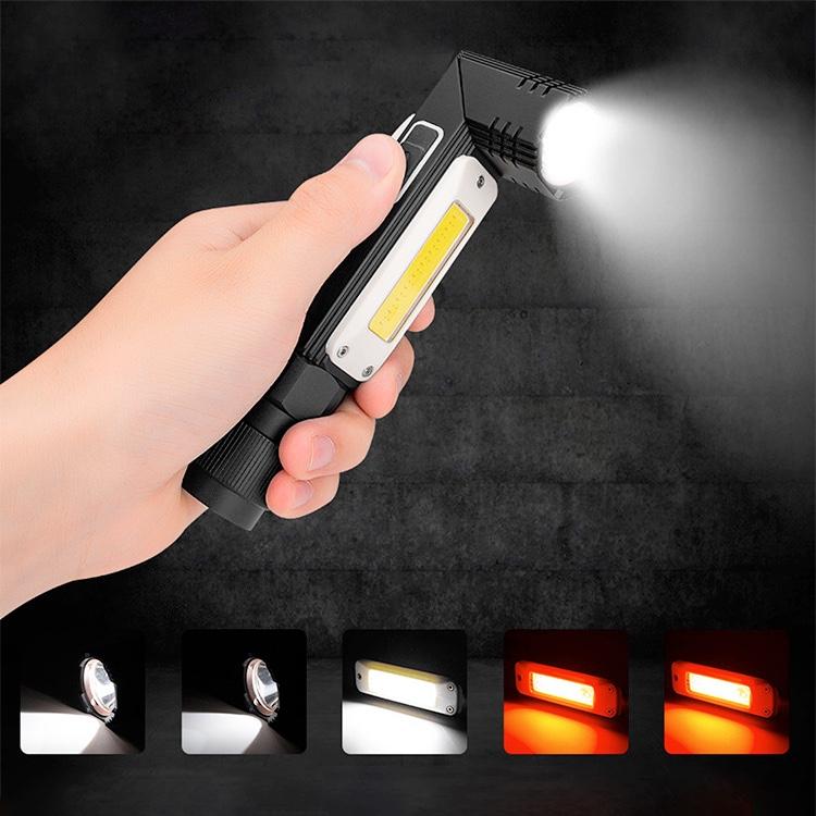 Multifunctional Corner LED Flashlight Folding COB Work Light Magnetic Suction Charging Cold White Maintenance Headlight Use