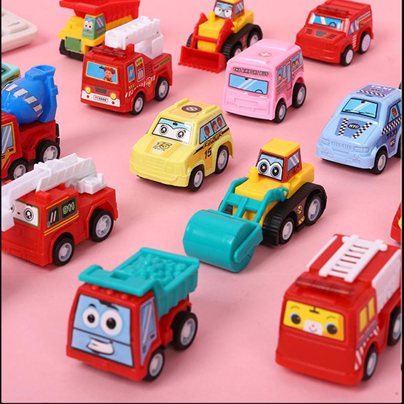 2set Children Pull Back Car Toy Set Cartoon Cute Style Play Vehicles Mini Inertial Engineering Vehicles for Kids Gifts TMZ