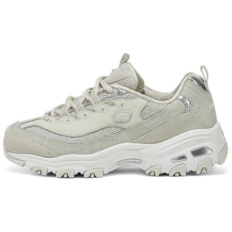 Skechers DLites Fashion Versatile Durable Low-Top Dad Shoes Women sneaker Gray Silver 150249-LGSL 36