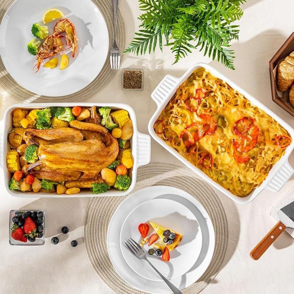 Stripe Pattern Ceramic Baking Tray Rectangular Lasagna Pan Cooking Utensils Baking Dish  Oven