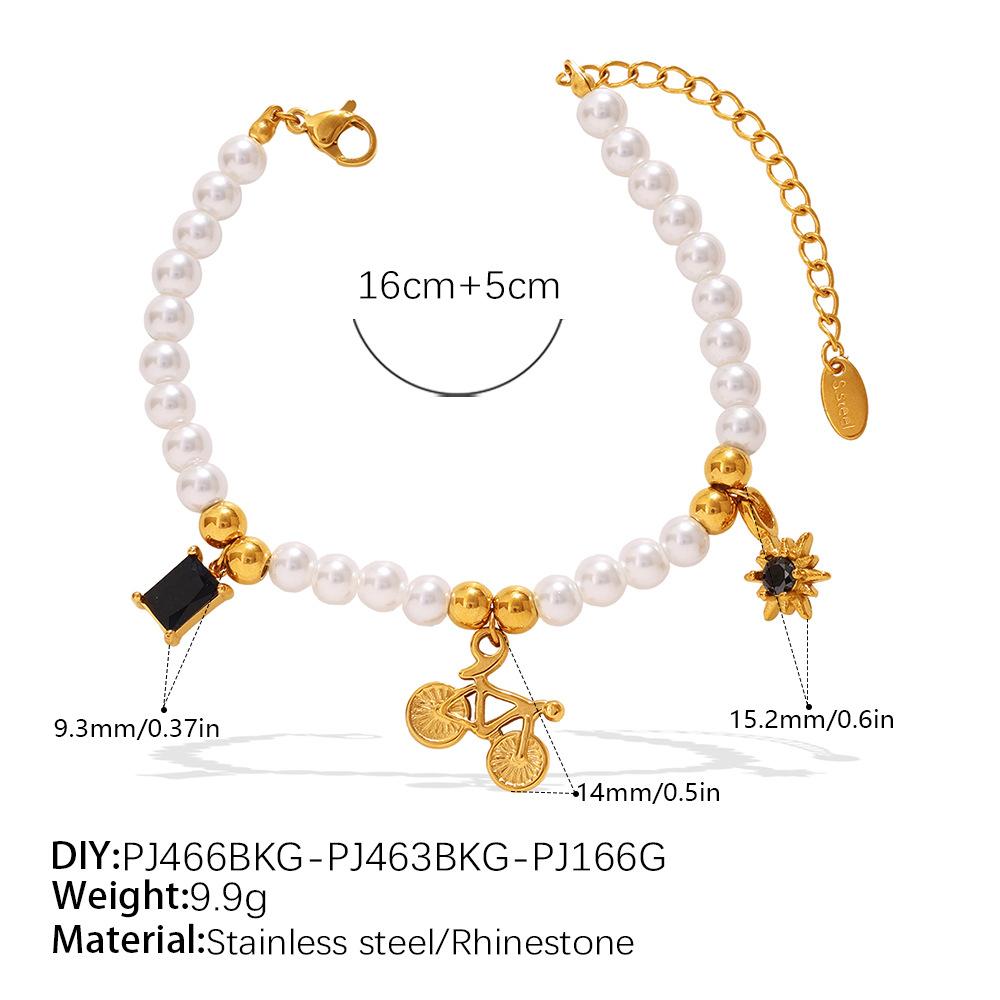 Luxo Leve Vitalidade Diversos Pingentes DIY Pulseira de Contas Brancas Colar Aço Inoxidável Redutor de Idade Doce Estilo Menina Conjunto