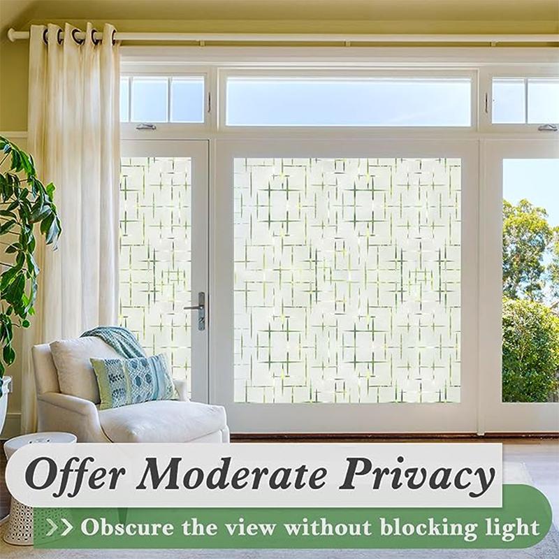 Frosted Window Film Non-Adhesive Frosting Privacy Film Glass Windows Self Static-Cling Decorative Window Cling for Home Office