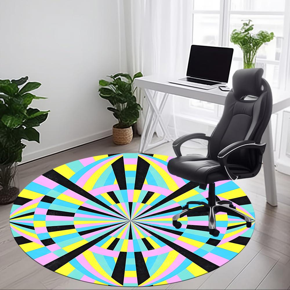 1PC Kaleidoscope Pattern Office Round Rug, Non slip, Soft and Durable Office Rug for Interior Decoration, Perfect for Office