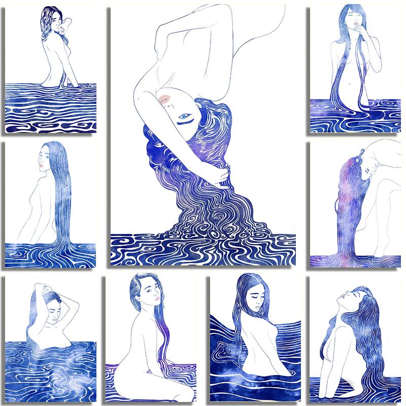 

Abstract Retro Sexy Water Nymph Atmosphere Art Poster Canvas Paintings Prints Wall Paintings Living Room Bedroom Home Decoration 21cm×30cm NoFrame