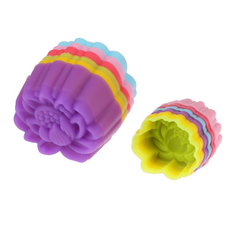 5Pcs 3/5Cm Lotus Silicone Mold Cake Muffin Baking Nonstick Reusable Molds