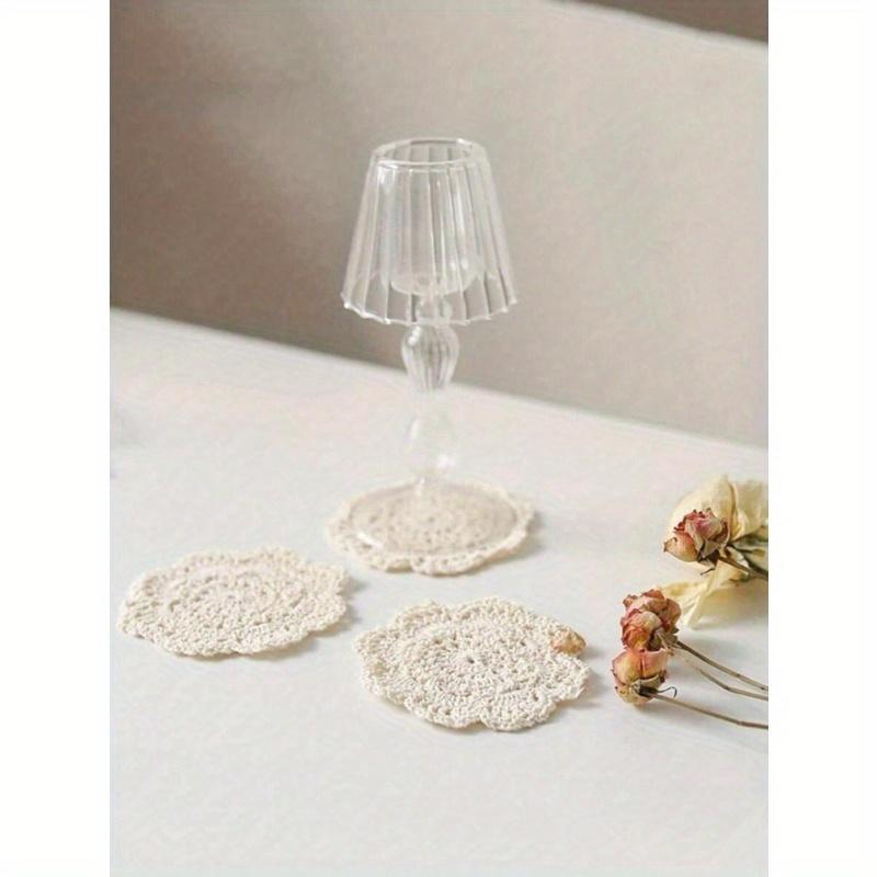 Woven Hollow Out Coaster, Modern Polyester Drink Coaster For Home, Solid Color Coasters For Insulation, Kitchen, Dining Room, Bedroom