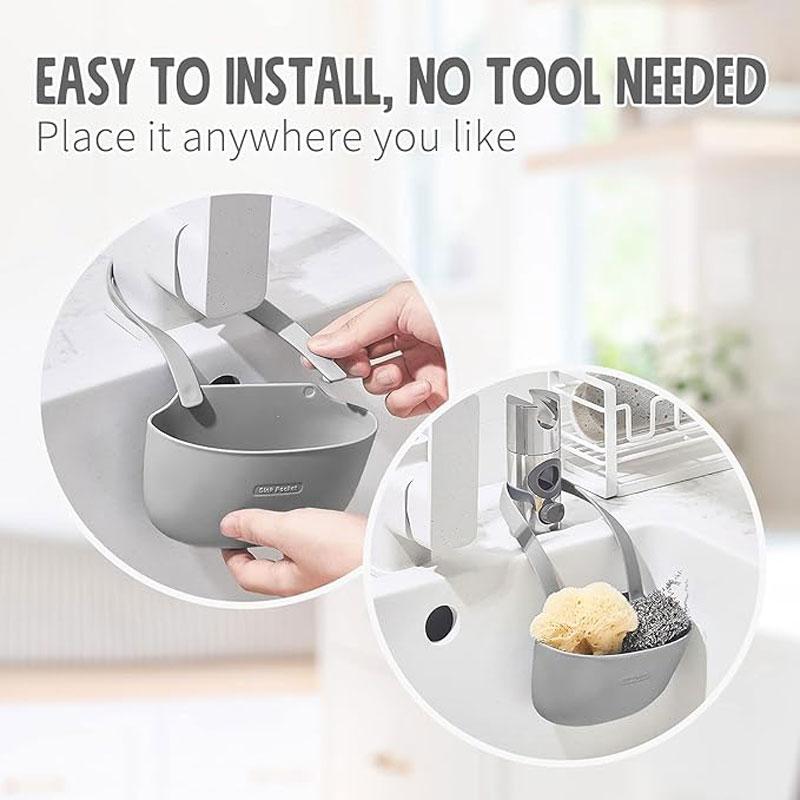 Portascolapiatti da Cucina Cesto Scolapiatti da Appendere Porta Sapone e Spugna Scolapiatti Regolabile Cesto da Appendere per Scarico del Rubinetto Organizer da Cucina