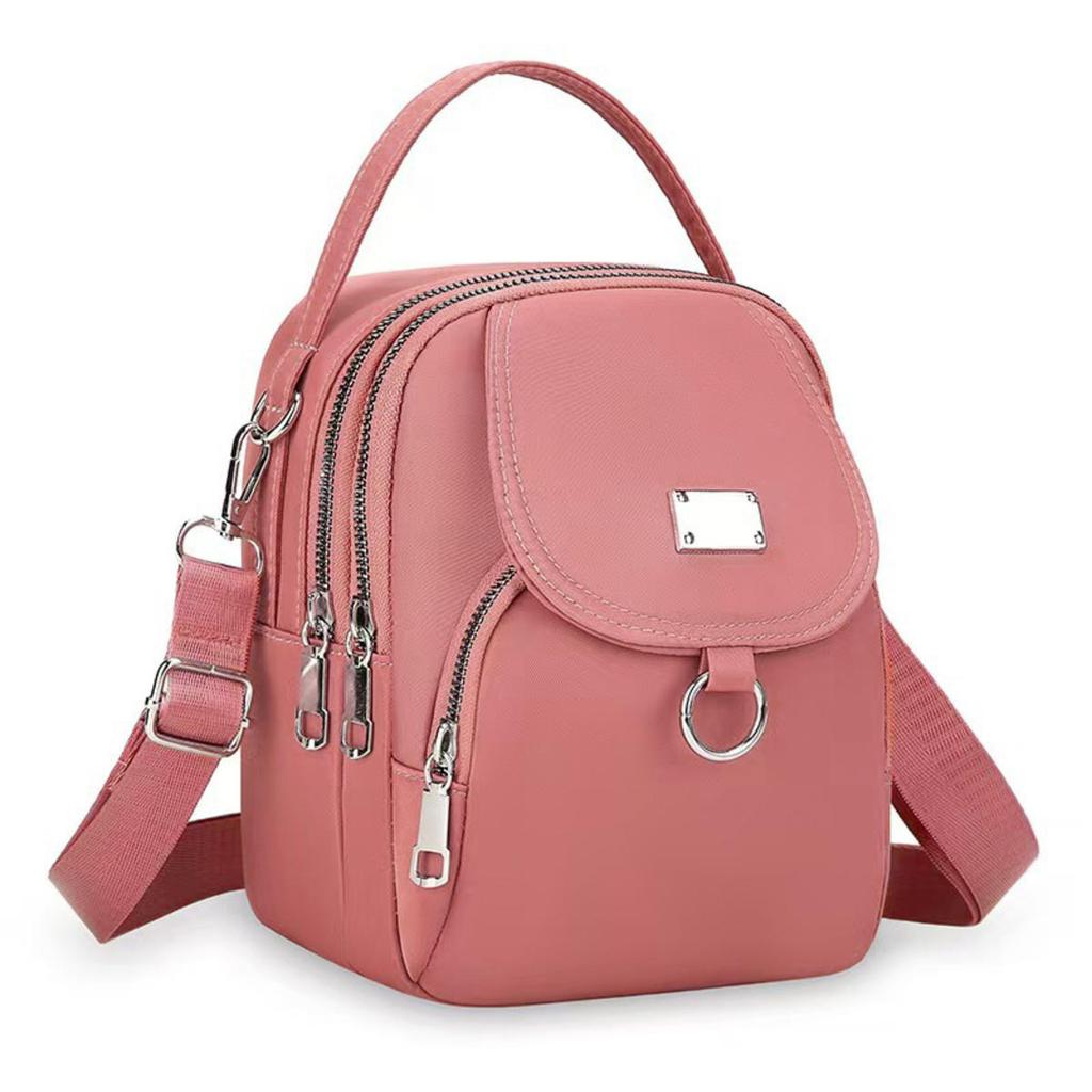 1PC Lady Casual Messenger Bag  Solid Color Multi-function Purse Multi-layer Lightweight Oxford Handbag  Suitable for Going Out