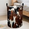 1pc Retro Milk Print Foldable Laundry Basket | DOKRIY Canvas Storage Hamper Suitable for Room, Bathroom Organization, Shelf Baskets