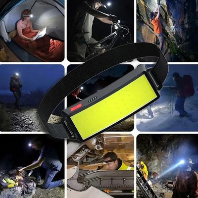 USB Rechargeable Head Torch 500 Lumens Super Bright COB Headlamp Lightweight Adjustable Headband with 3 Lighting Modes Headlamp