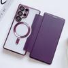 Flip Cover Plating Clear Magnetic Fold Wallte Case For Samsung S25 Ultra S24 FE S23 S22 Plus Slot Card Bag Holder Soft Cover