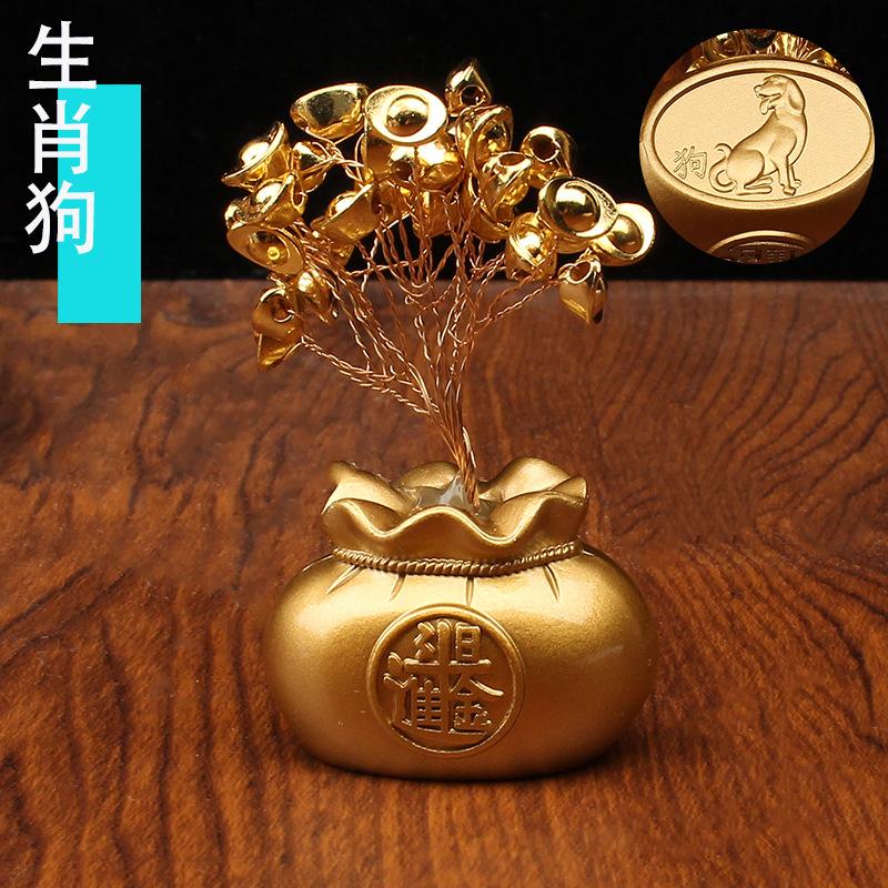 Make a fortune money bag tree ornament, make money every day, money bag creative desktop decoration, new home entrance car ornament gift
